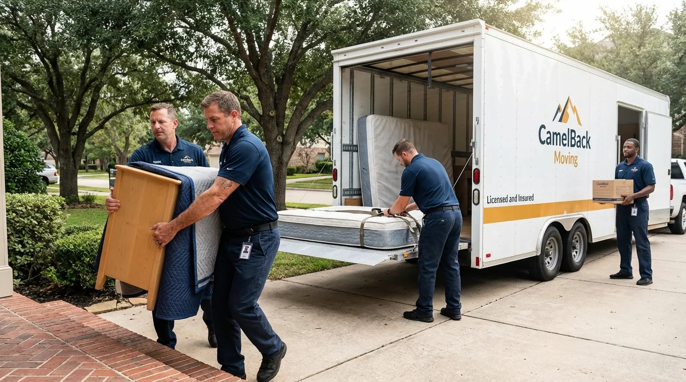 Crew loading residential truck for cross-state move from Fairhaven, MA