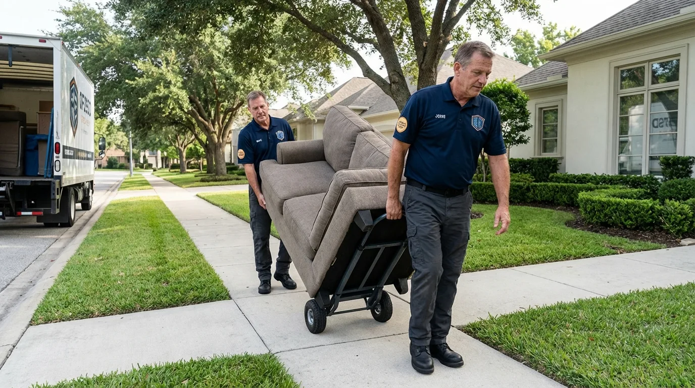 Local residential moving crew loading furniture in Fairhaven, MA
